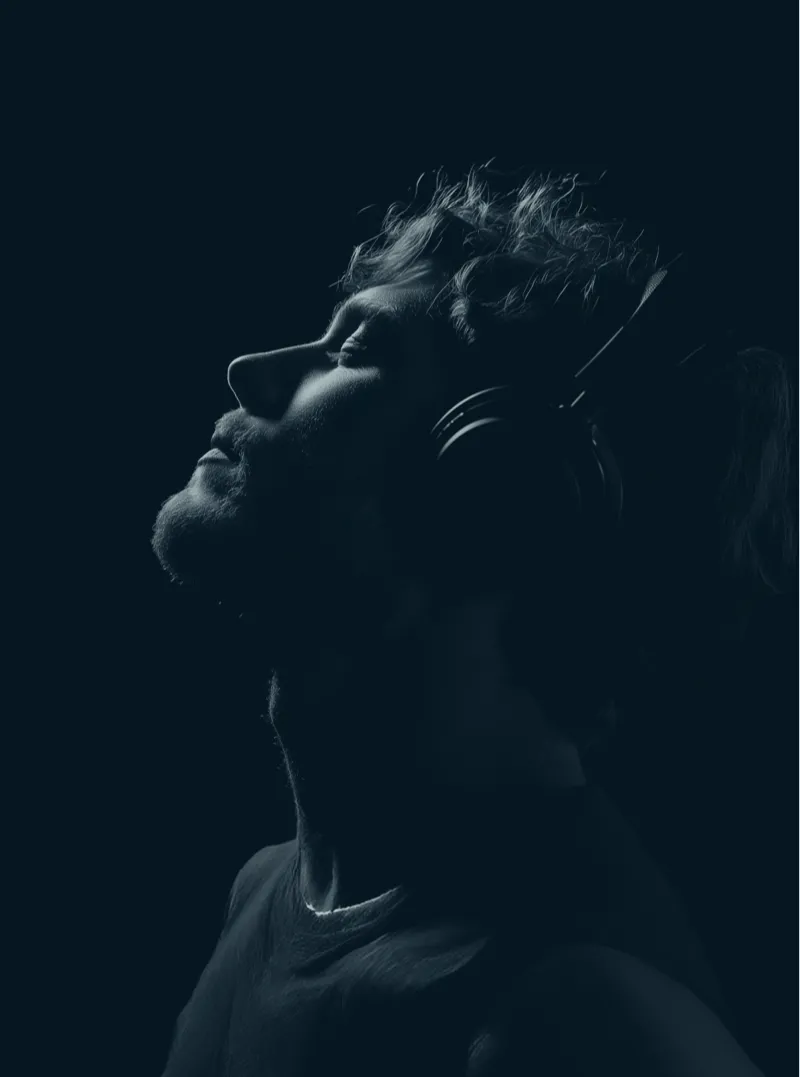 Portrait in dramatic low-key lighting